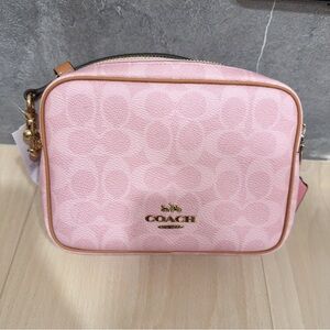(NWT) Coach Powder Pink Mini Carey Crossbody Bag in Signature Canvas CEK74